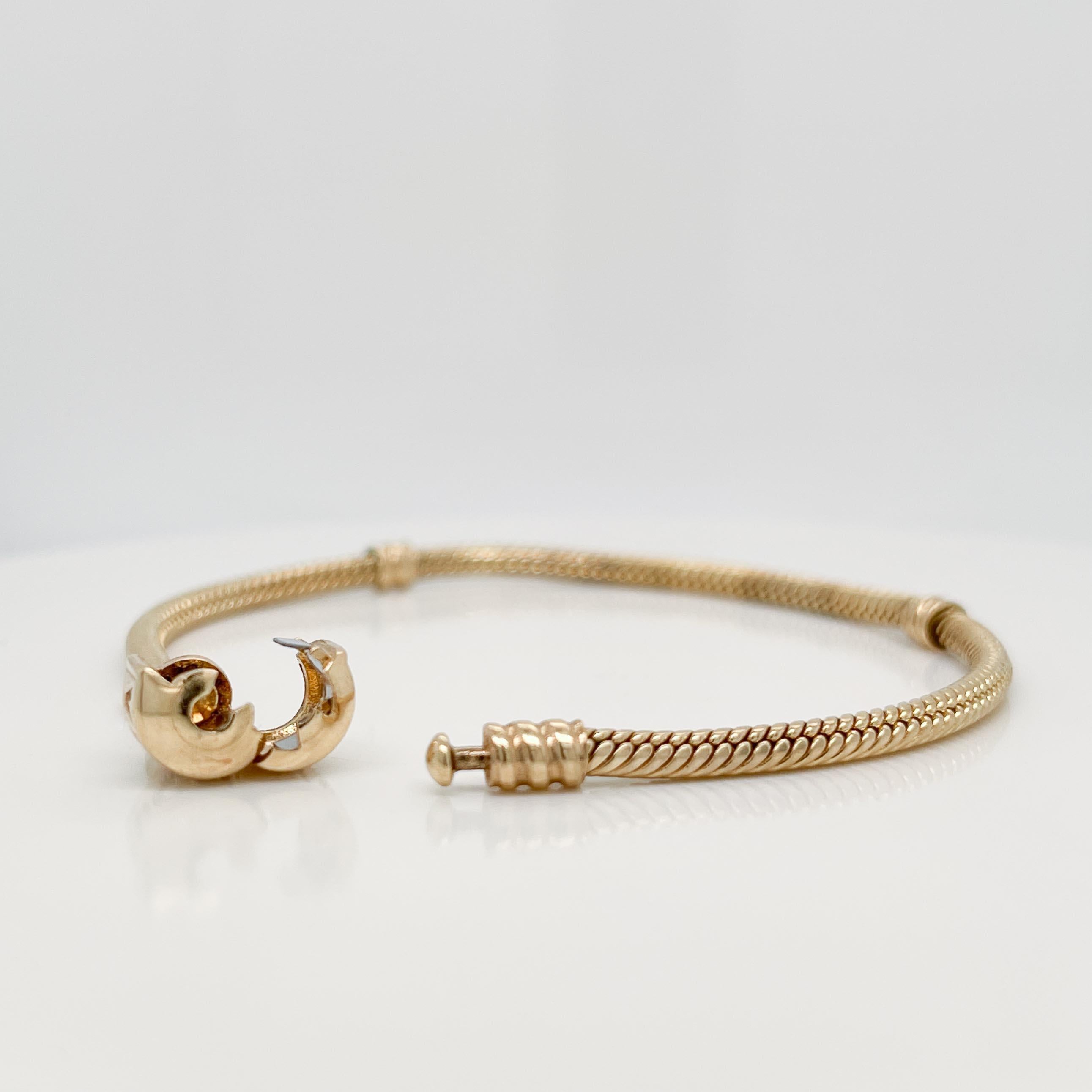 Pandora Moments 14K Gold Snake Chain Charm Bracelet In Good Condition For Sale In Philadelphia, PA