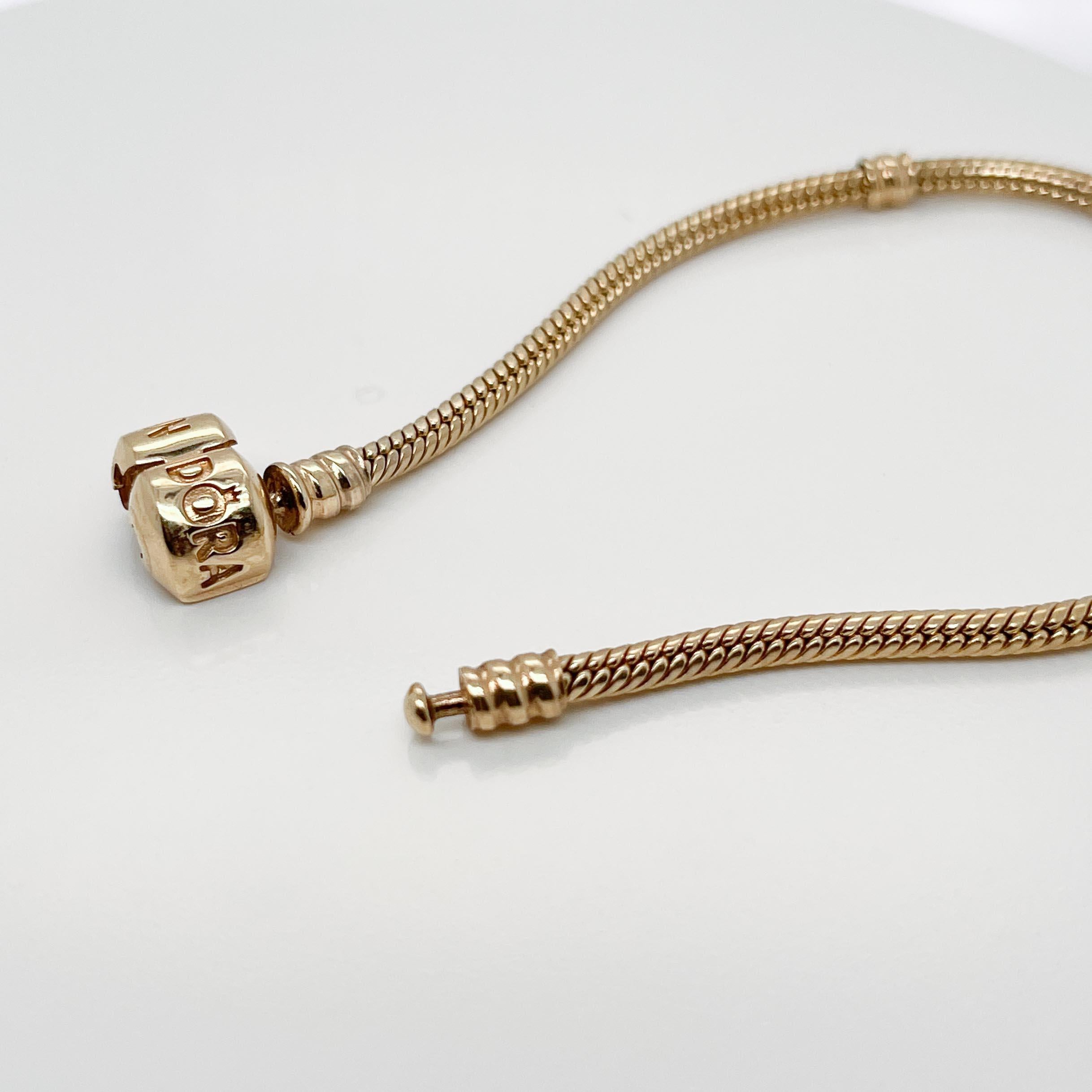 Pandora Moments 14K Gold Snake Chain Charm Bracelet For Sale 1