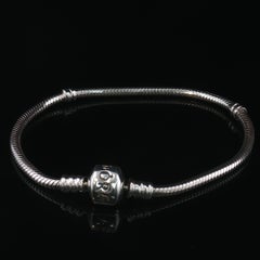 Pandora Moments 925 Sterling Silver Snake Chain Bracelet Barrel Clasp 7.5"