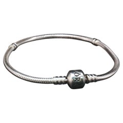 Pandora Moments 925 Sterling Silver Snake Chain Bracelet Barrel Clasp 7.5"