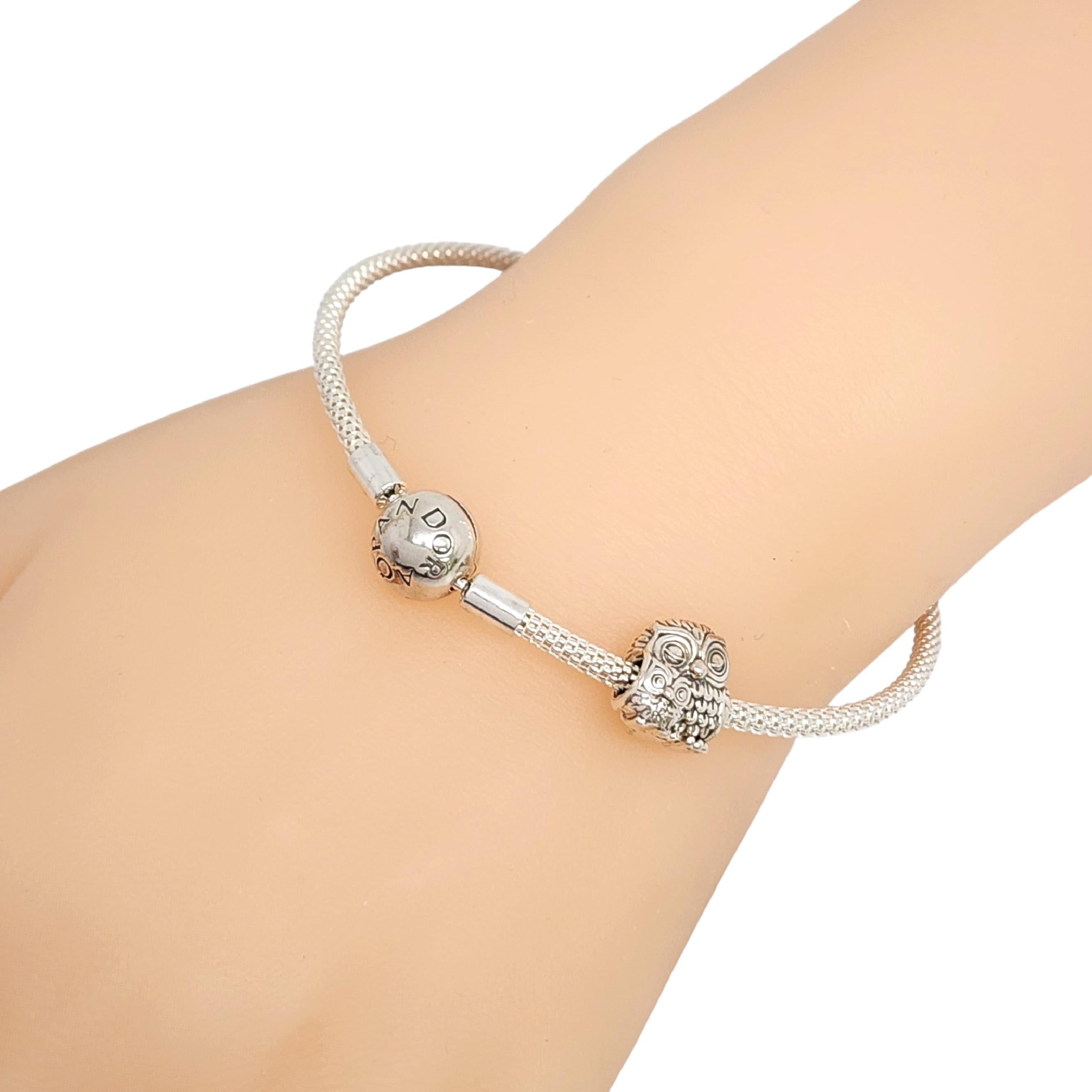 Pandora Moments Sterling Mesh Bangle 596543 Mother Baby Owl Charm 791966 #14757 For Sale 6