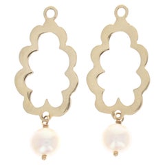 Pandora Pearl Scallop Earring Charms 14k Gold Compose New Authentic 250405P Retd