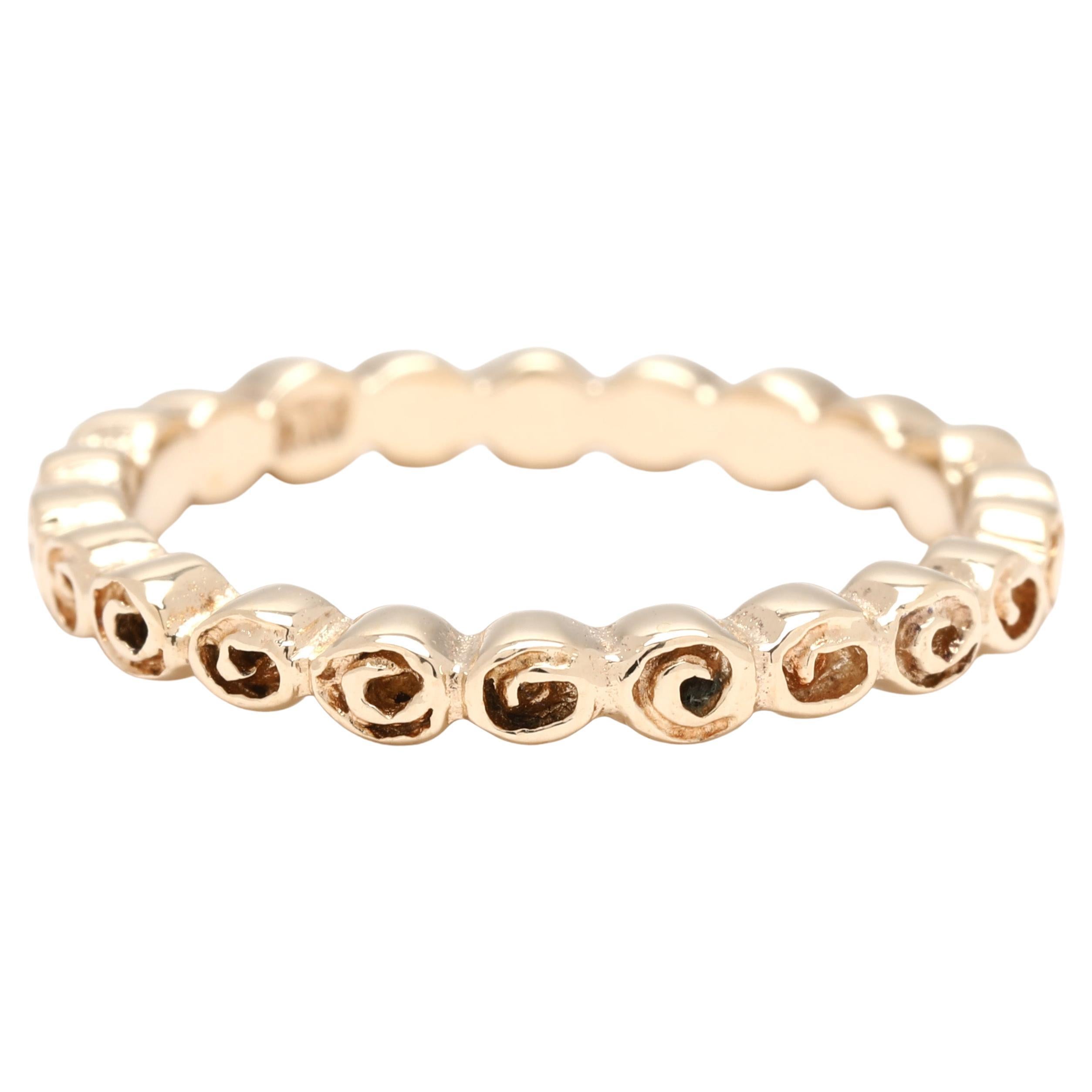 Pandora Small Roses Engraved Band Ring, 14k Yellow Gold, Ring Size 5.25