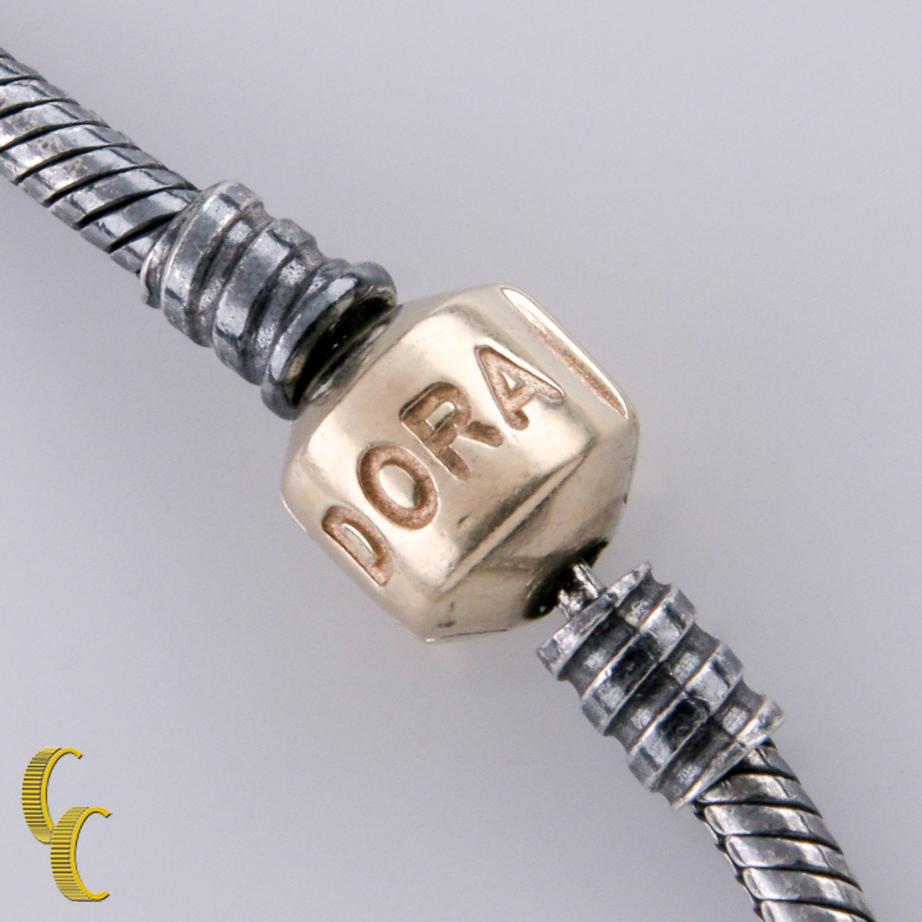 Pandora Sterling Silber & 14k Gelbgold Schlangenkette Armband, Größe 8,38 (Moderne) im Angebot