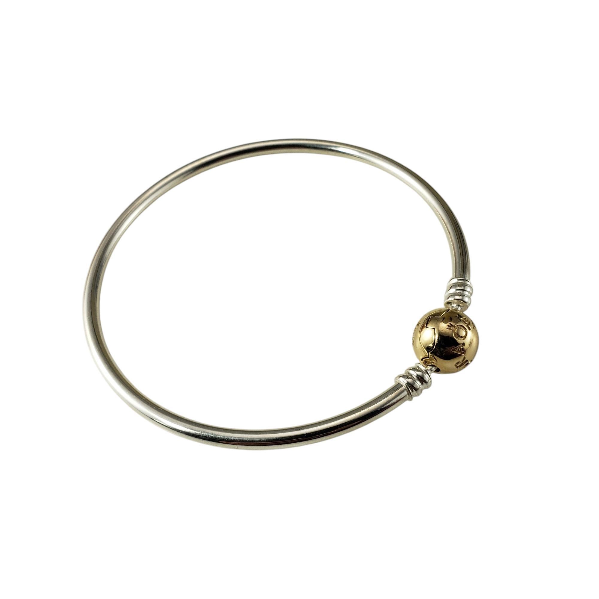 Pandora Sterling Silver and 14K Yellow Gold Moments Bangle Bracelet #19939 In Good Condition In Washington Depot, CT