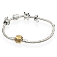 Pandora Sterling Silver and 14k Yellow Gold Slider Charm Bracelet