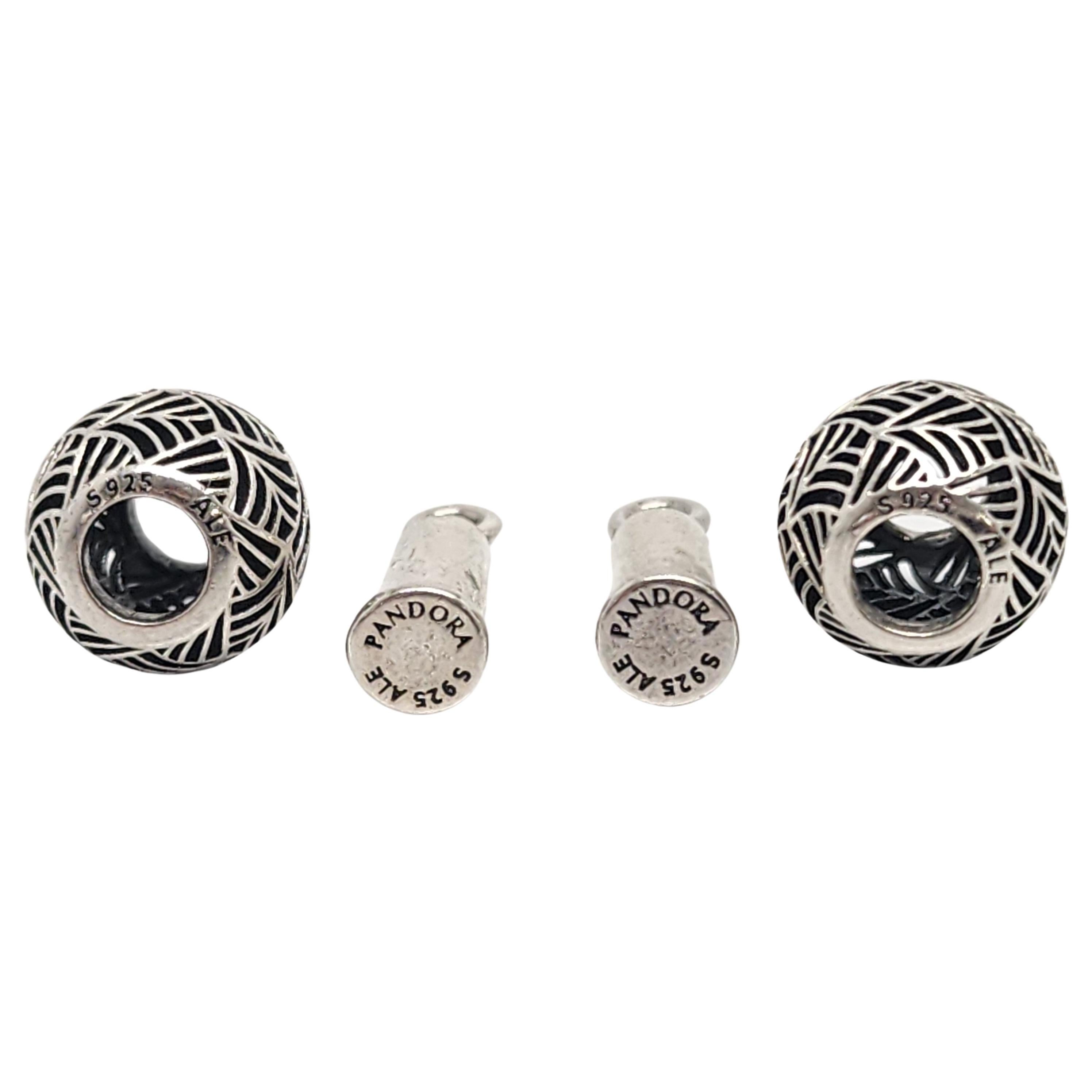 Women's Pandora Sterling Silver Compose Hook Barrel Tropicana Bead Earrings #16045 For Sale