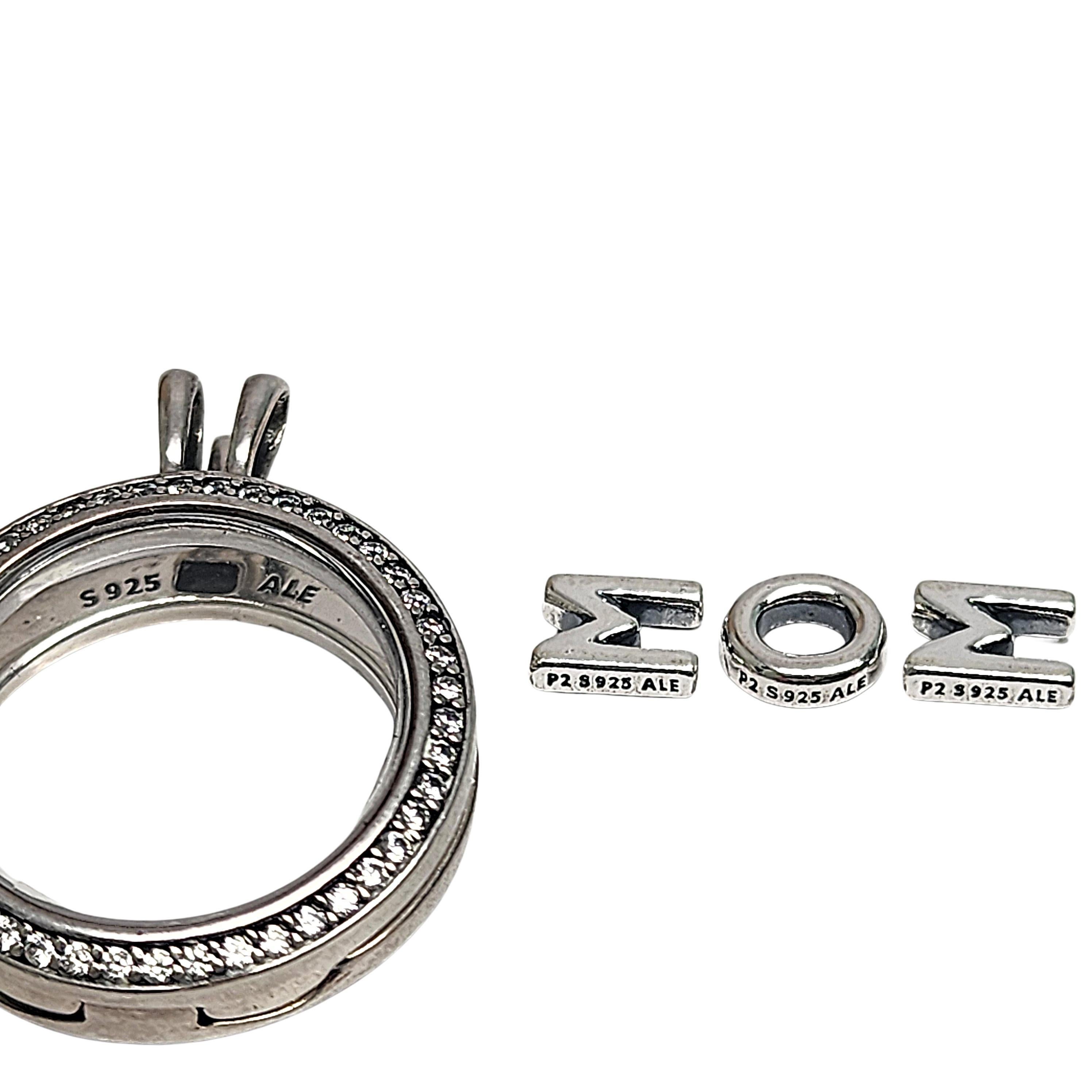 Pandora Sterling Silber CZ Schwebendes Logo Medaillon mit MOM CZ Petites #16607 2
