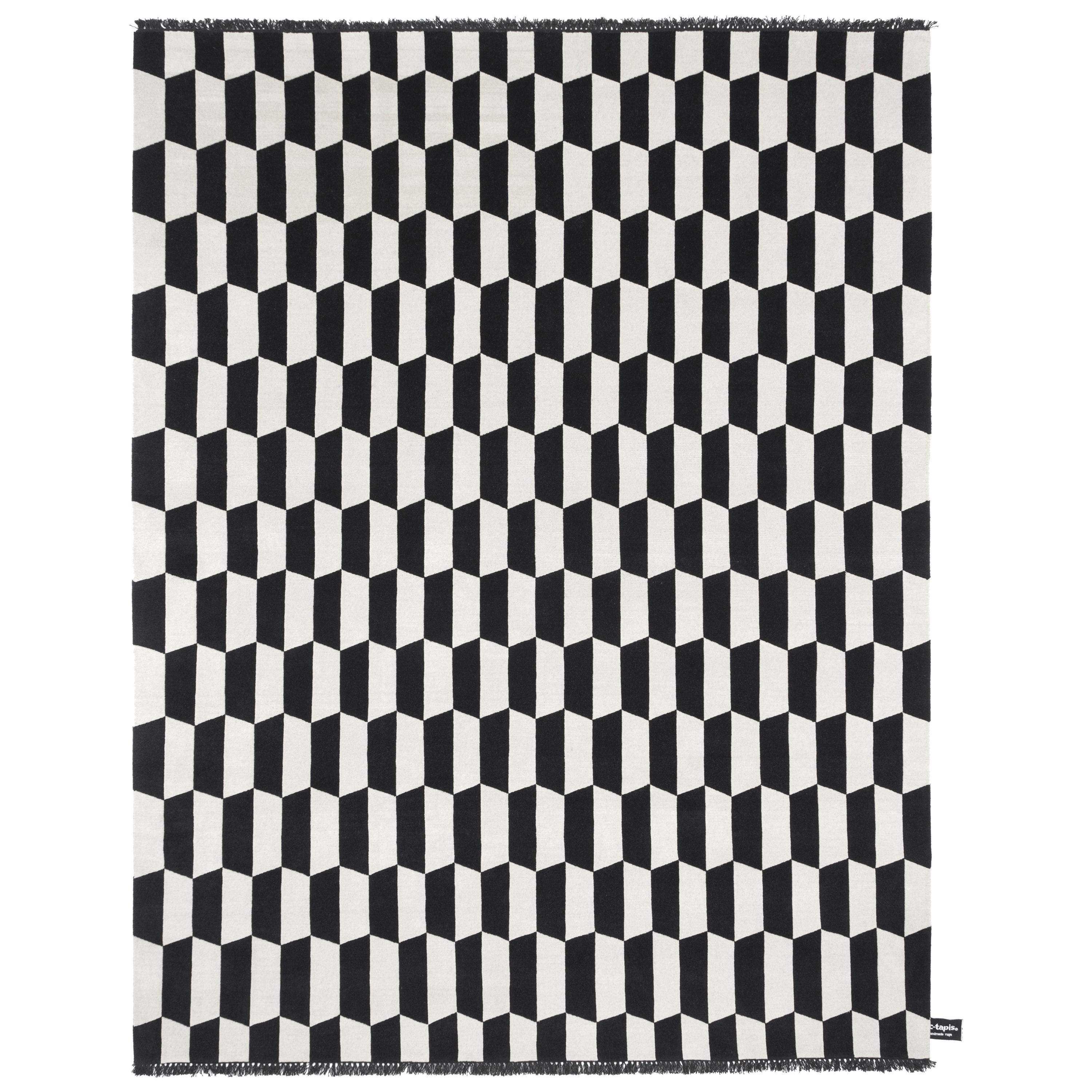cc-tapis p.a.n.e  Black and White Pattern Rug  For Sale