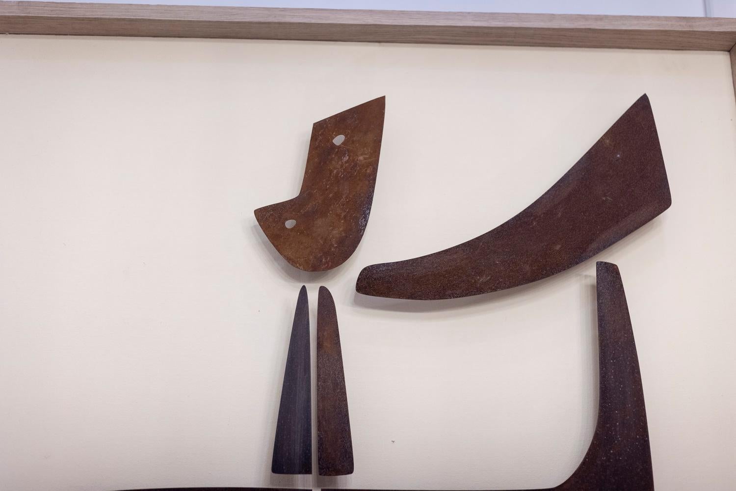 Decorative panel entitled “Bugler the trumpet”, in corten metal, in its frame in oak.

Contemporary French work.