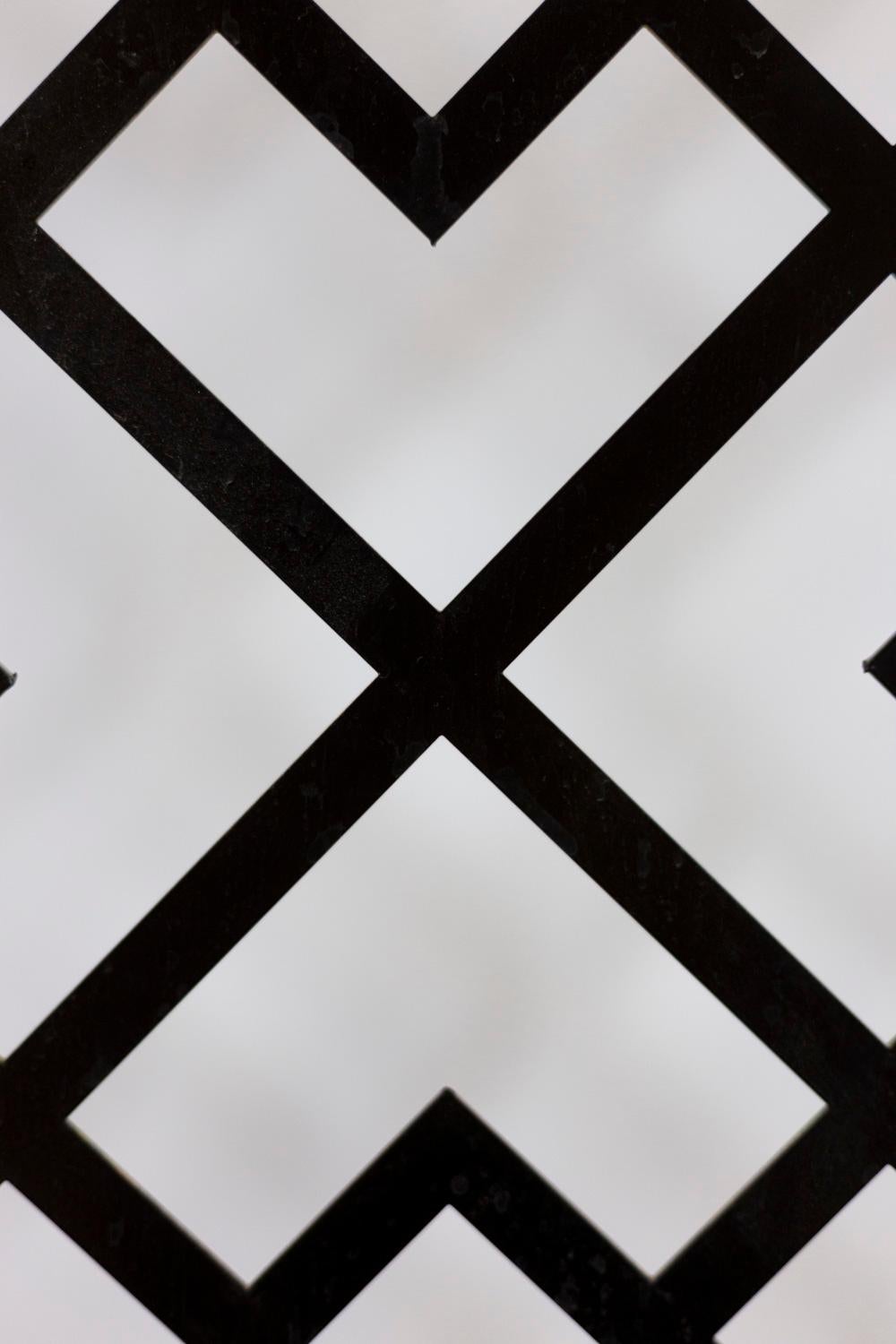 European Panel in Black Lacquered Metal, 1980s