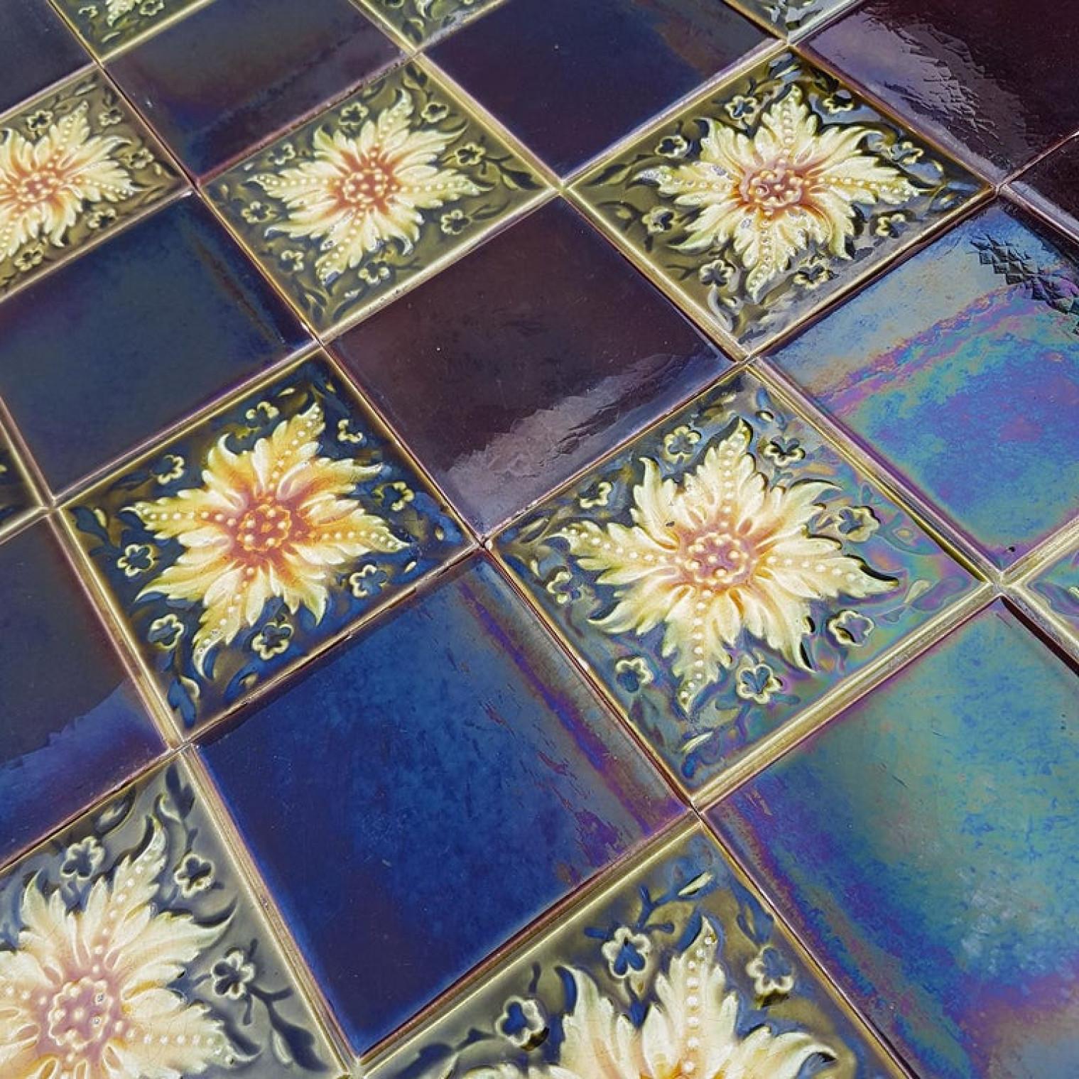 Panel of 9 Glazed Art Deco Relief Tiles by S.A. Des Pavillions, 1930s For Sale 6