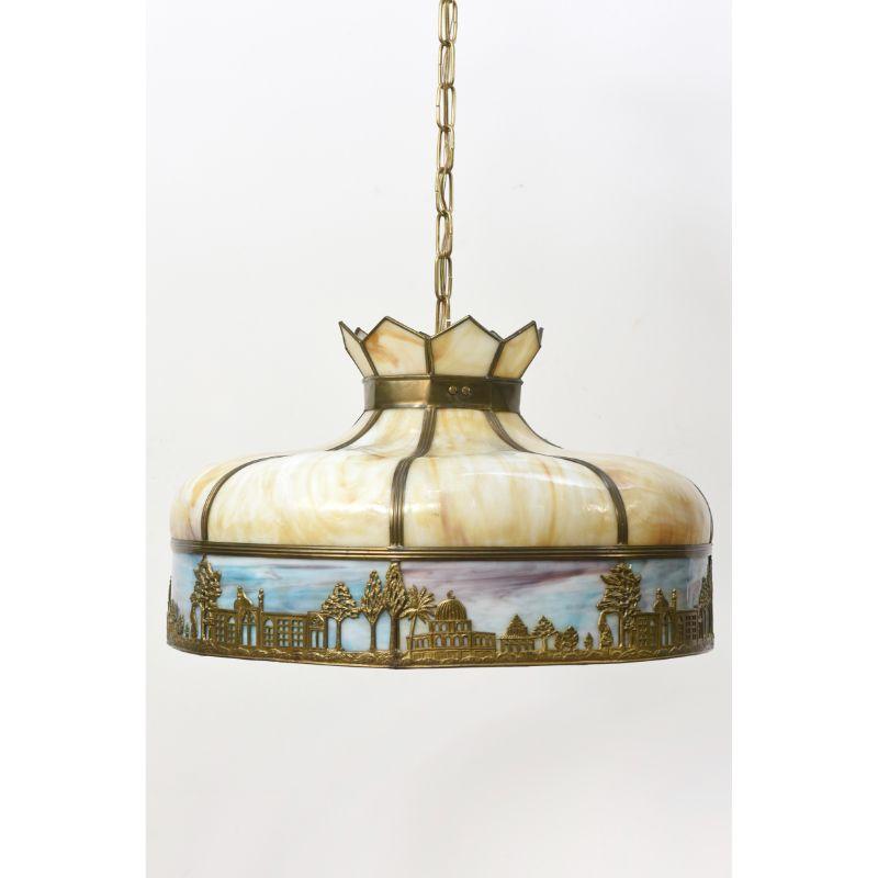 Panel Shade Pendant with Arabic Style Motif For Sale 2