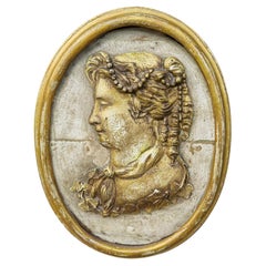 Antique Panel with a 19th Century Profile Face