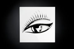 Panel with Eye, White Color and Eye in Chrome Finish, Italy