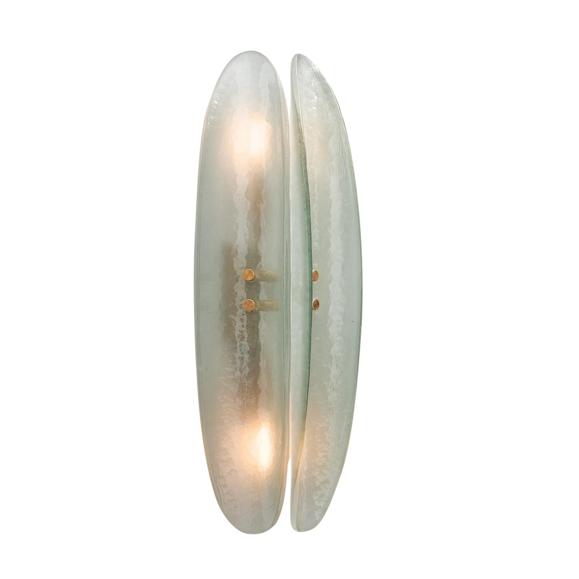 Getäfelte Aqua Murano Glas Wandleuchter (Italienisch) im Angebot