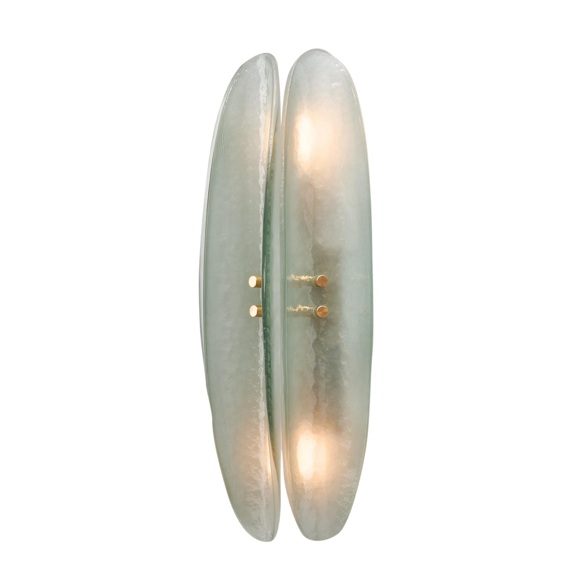 Getäfelte Aqua Murano Glas Wandleuchter im Angebot 1
