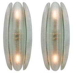 Paneled Aqua Murano Glass Sconces