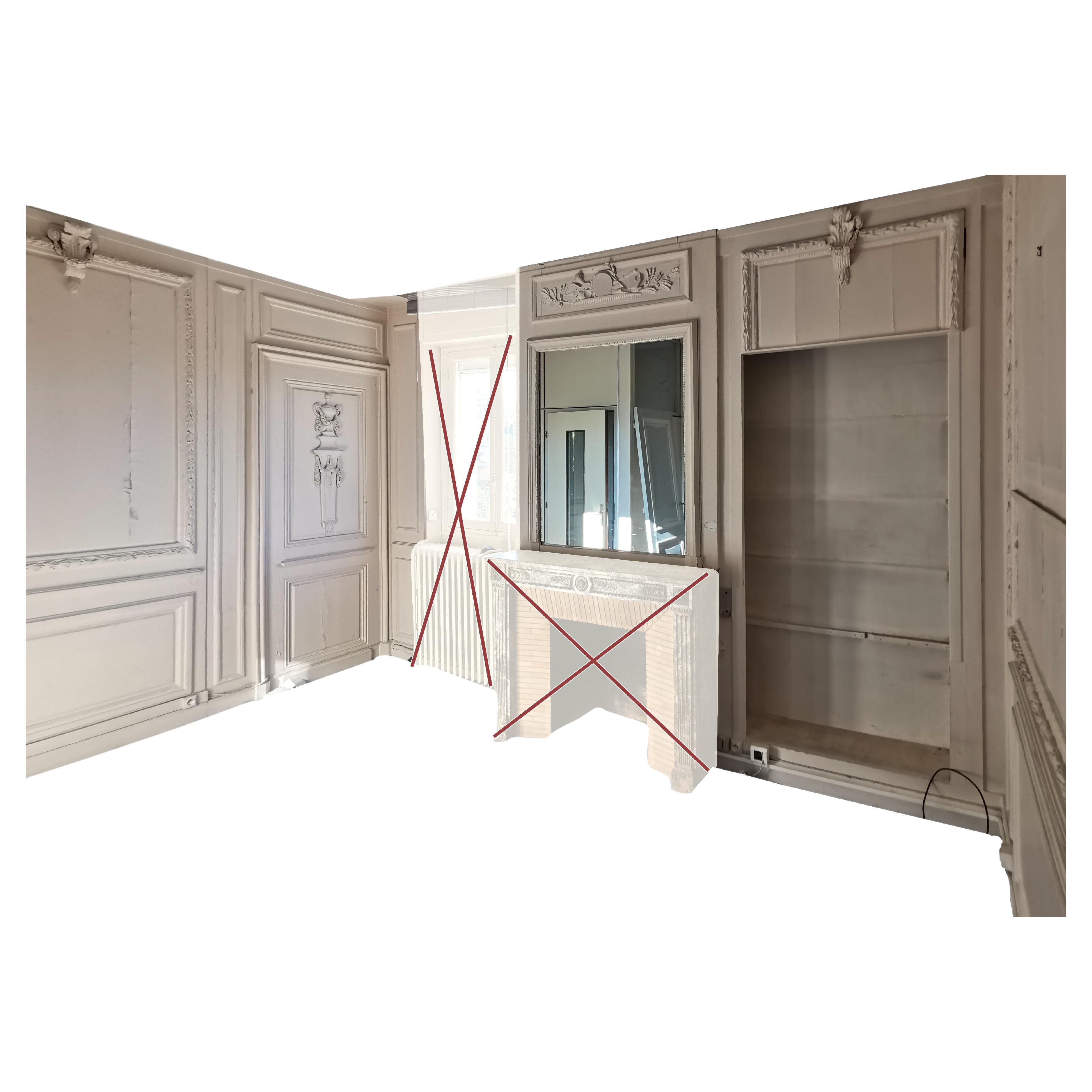 Paneled Room with a Neo-Classical Decor, Louis XVI Period For Sale