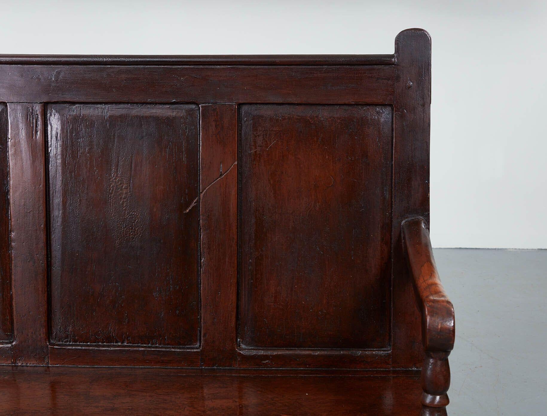 Late 18th Century Paneled Settle Bench with Sled Feet For Sale