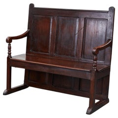 Antique Paneled Settle Bench with Sled Feet