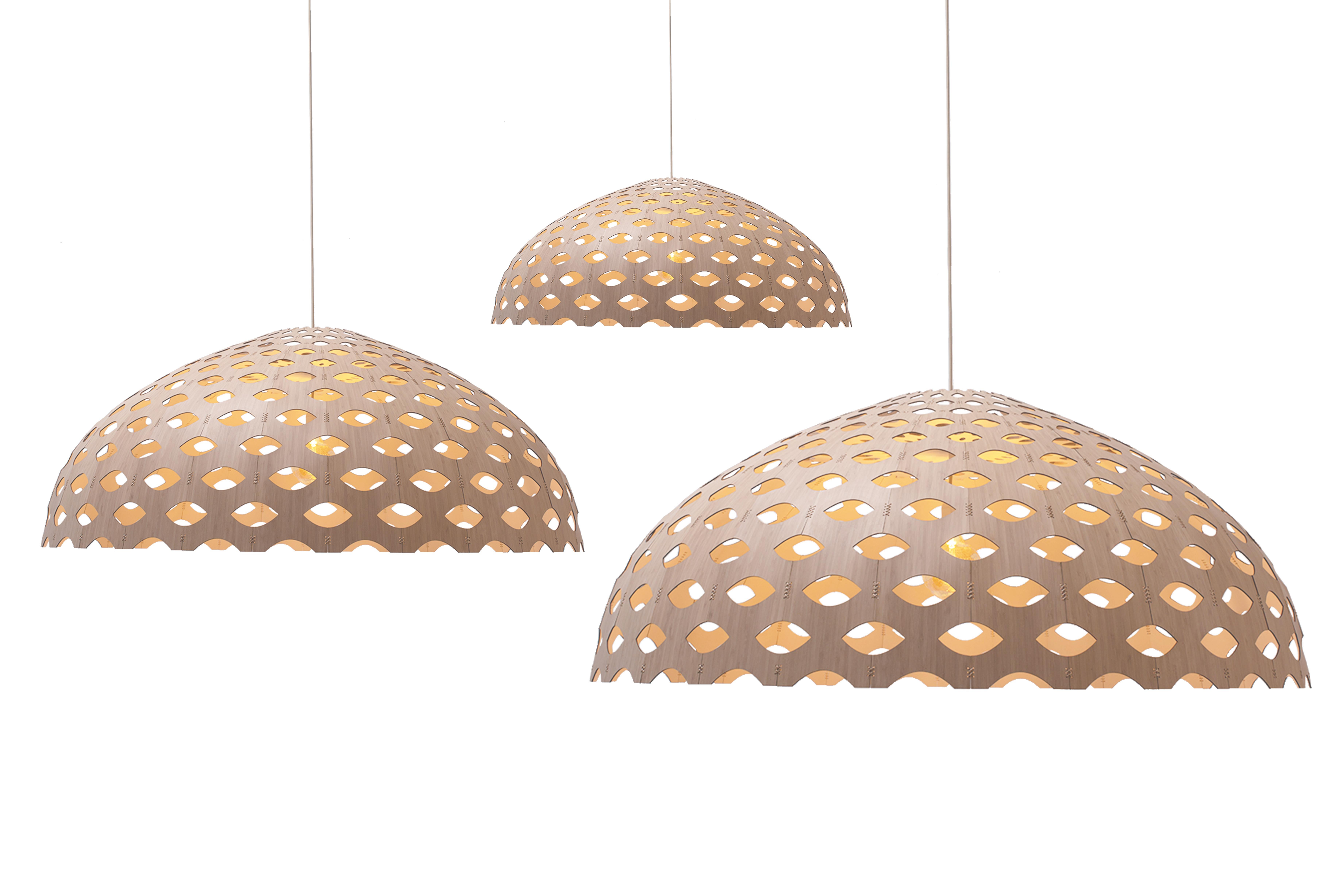 Woodwork Panelitos Dome Lamp Large by Piegatto  For Sale