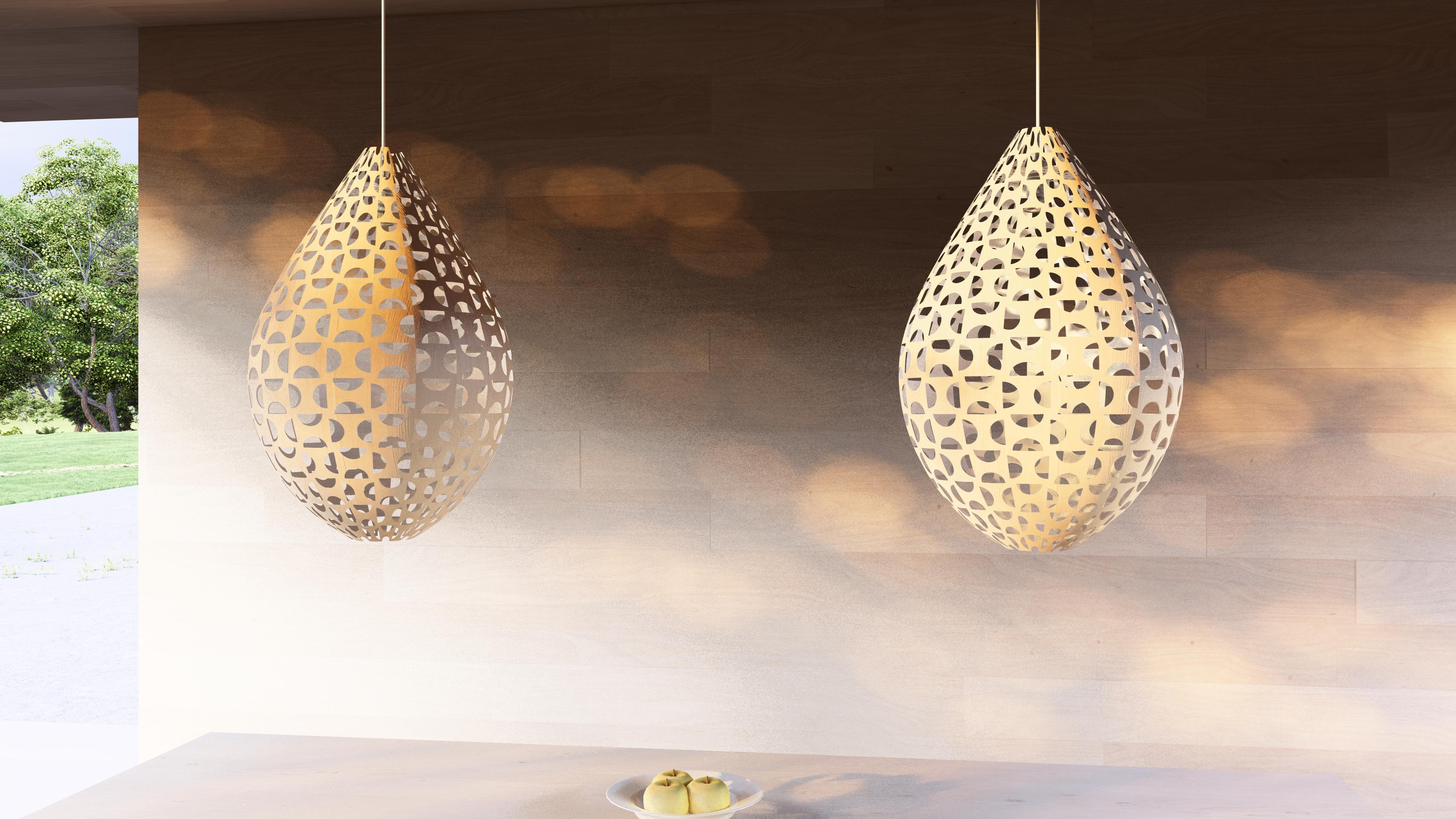 Bambù Panelitos Teardrop Lamp Large di Piegatto, una lampada scultorea contemporanea in vendita