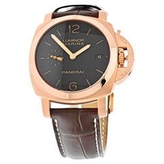 Panerai 18K Rose Gold Luminor Marina 42mm PAM 393 Mens Watch