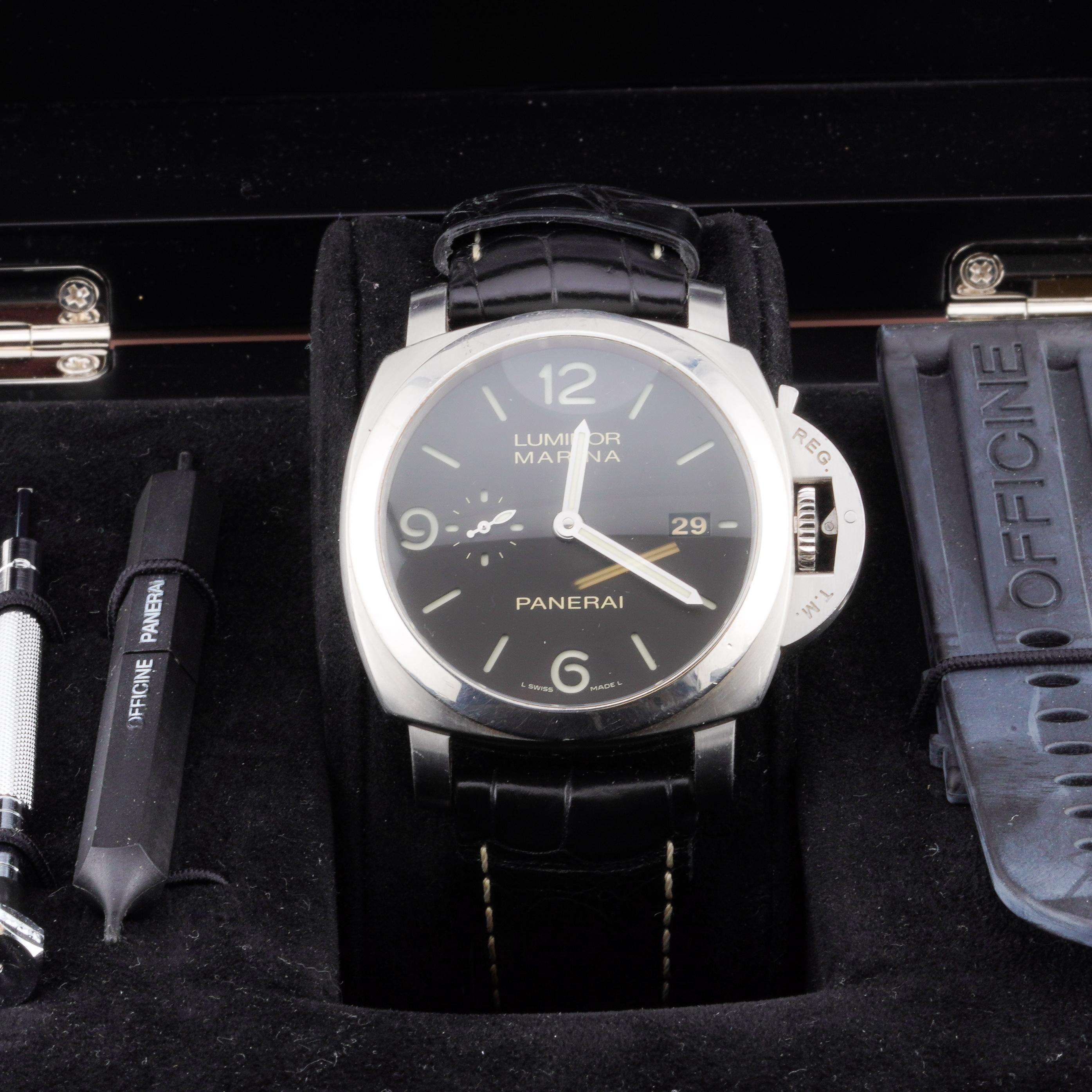 Panerai 2011 Luminor 1950 44mm Marina OP6816 Orologio inossidabile con scatola e documenti in vendita 9