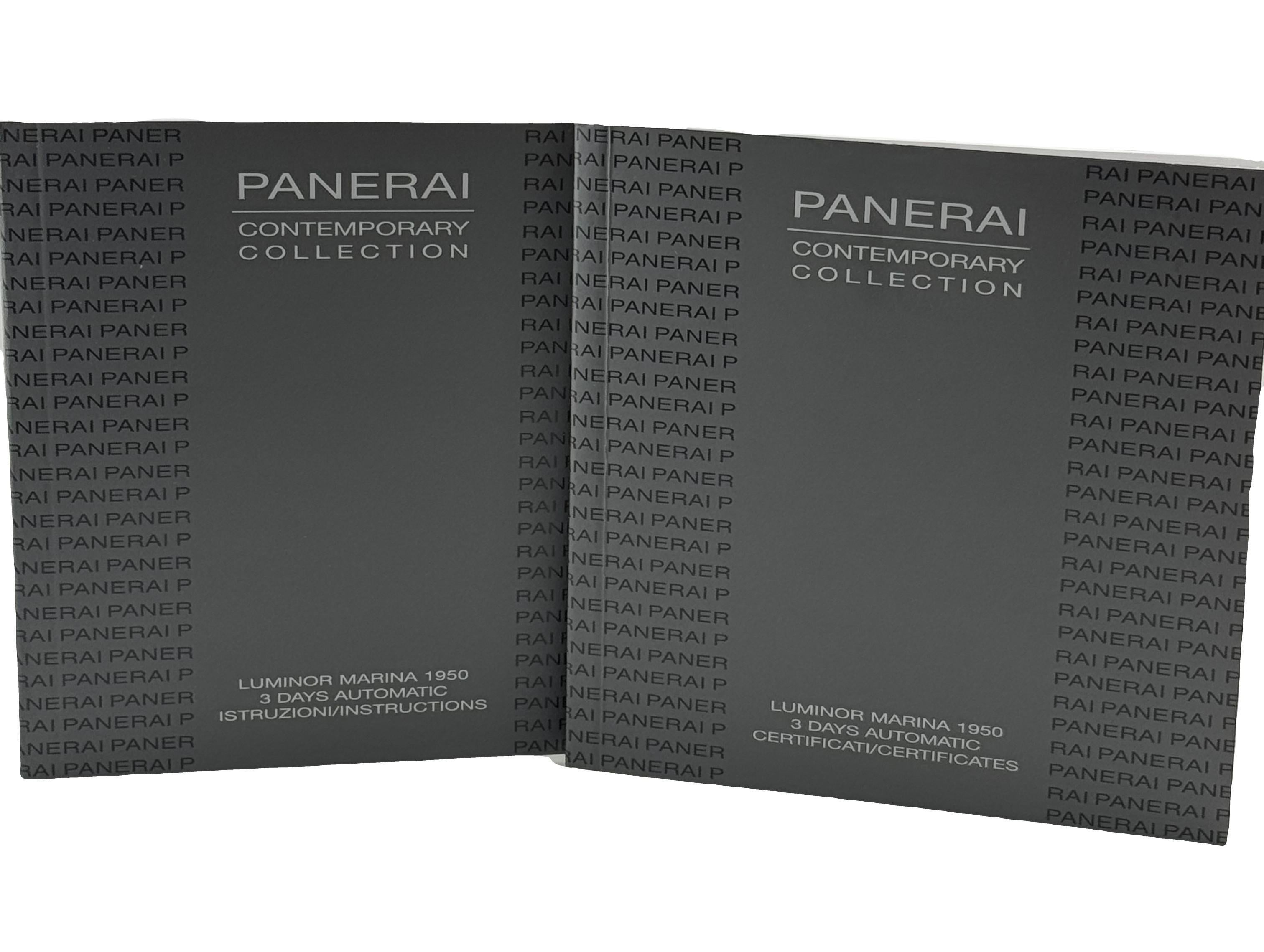 Panerai 2011 Luminor 1950 44mm Marina OP6816 Orologio inossidabile con scatola e documenti in vendita 10