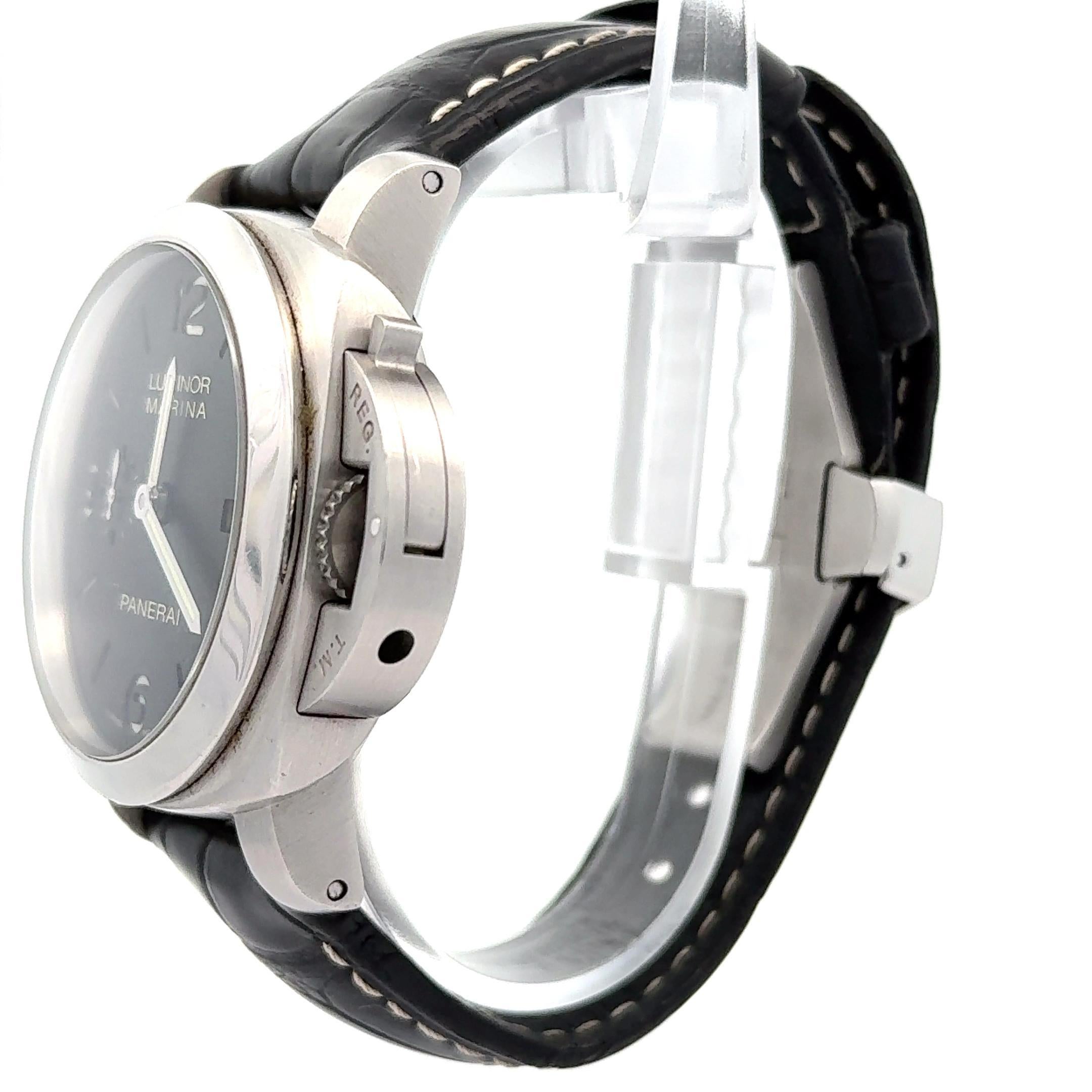 Panerai 2011 Luminor 1950 44mm Marina OP6816 Orologio inossidabile con scatola e documenti in vendita 2