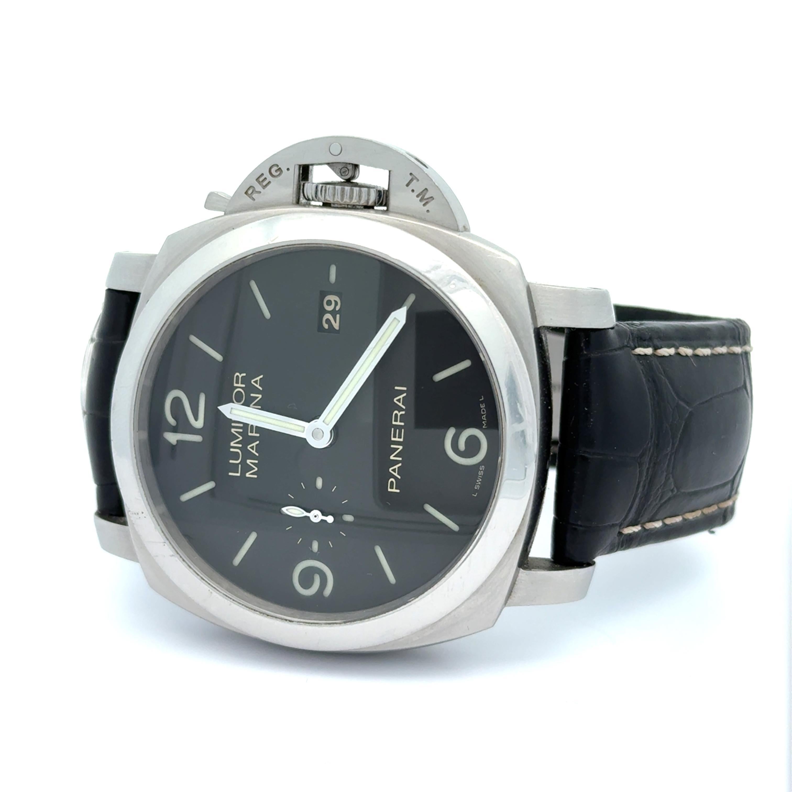 Panerai 2011 Luminor 1950 44mm Marina OP6816 Orologio inossidabile con scatola e documenti in vendita 3