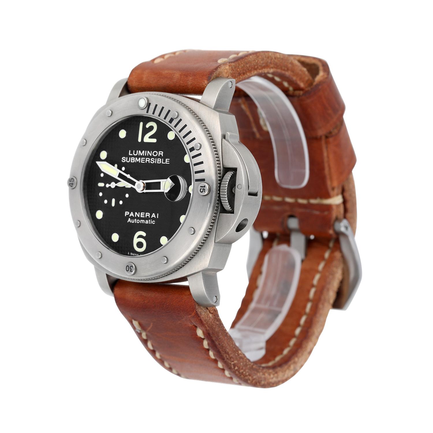 Panerai 44mm Luminor Submersible PAM00025 Datum schwarzes Zifferblatt Automatikuhr (Moderne)