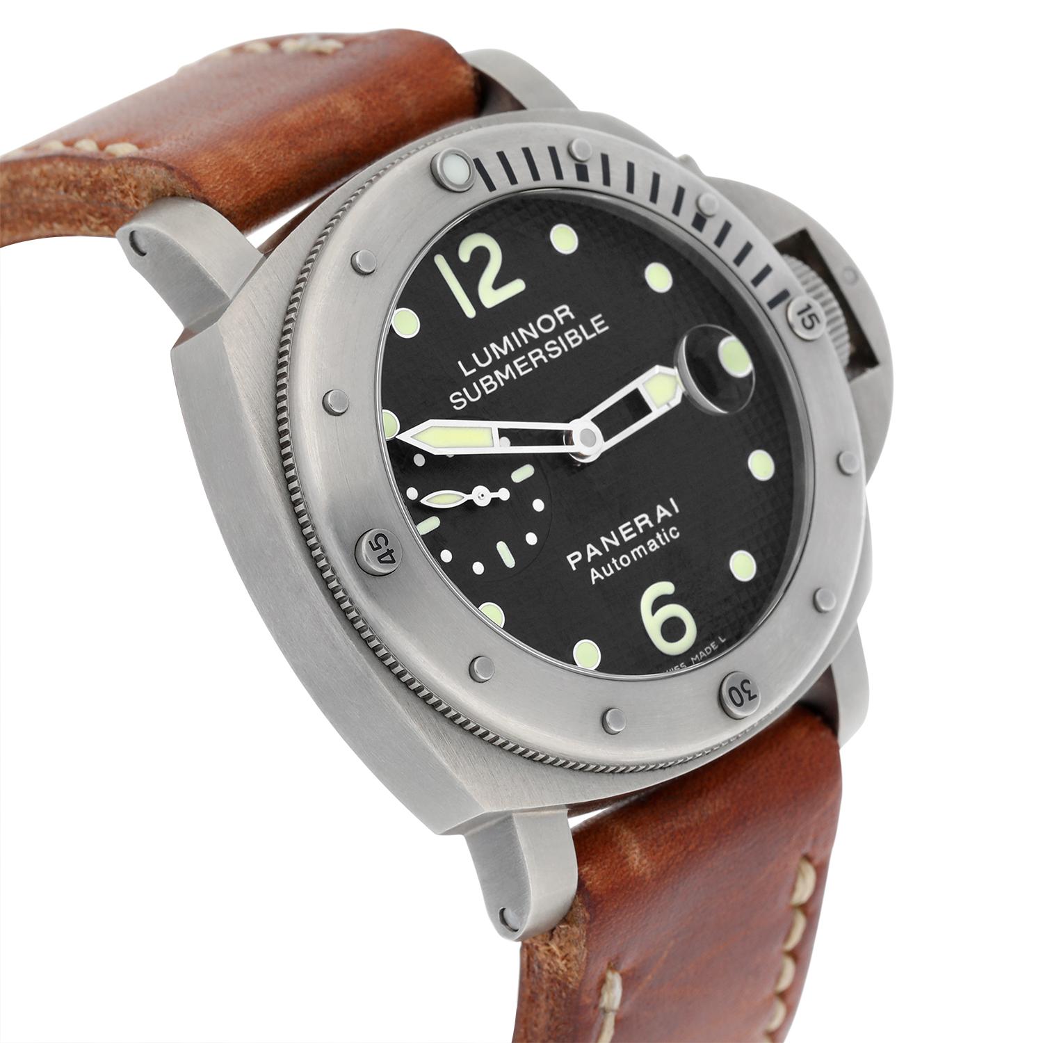 Panerai 44mm Luminor Submersible PAM00025 Datum schwarzes Zifferblatt Automatikuhr 1