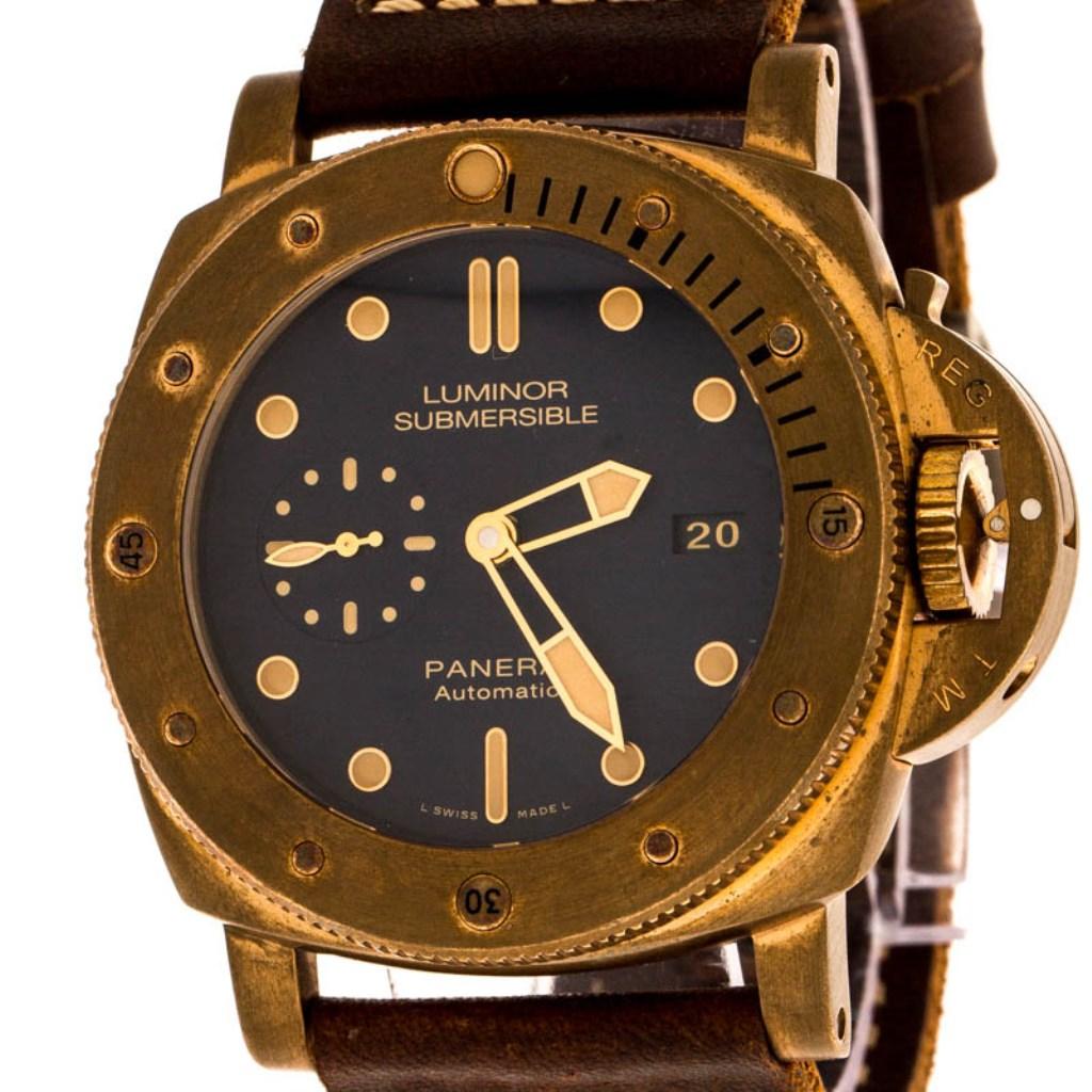 Contemporary Panerai Blue Bronze Luminor Submersible 1950 3 Days Bronzo Wristwatch 47 mm