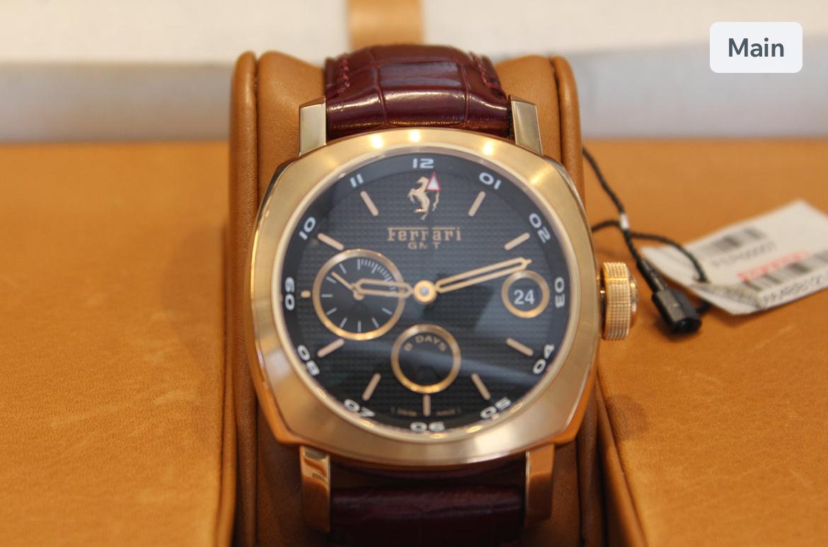 Panerai Ferrari GMT, In 18k Solid Rose Gold. In Brand New Condition. 
Comes As a Complete Set, With Everything, As Seen In The Photos.
Limited Edition Timepiece. Only 300 Pieces Made World-wide.
Manual Wind Movement. 
8 Day Power Reserve.
Comes On