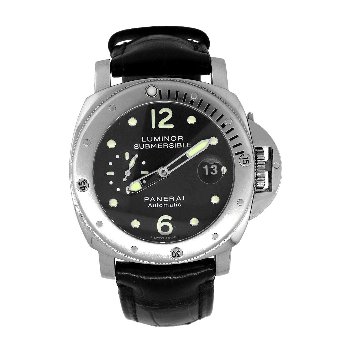 Brand: Panerai Luminor
MPN: Firenze 1806
Case Material: Stainless Steel
Case Diameter: 44mm
Crystal: Sapphire crystal
Bezel: Stainless Steel
Dial: Black Dial chronograph dial with luminescent hands and hour markers
Bracelet: Black leather strap