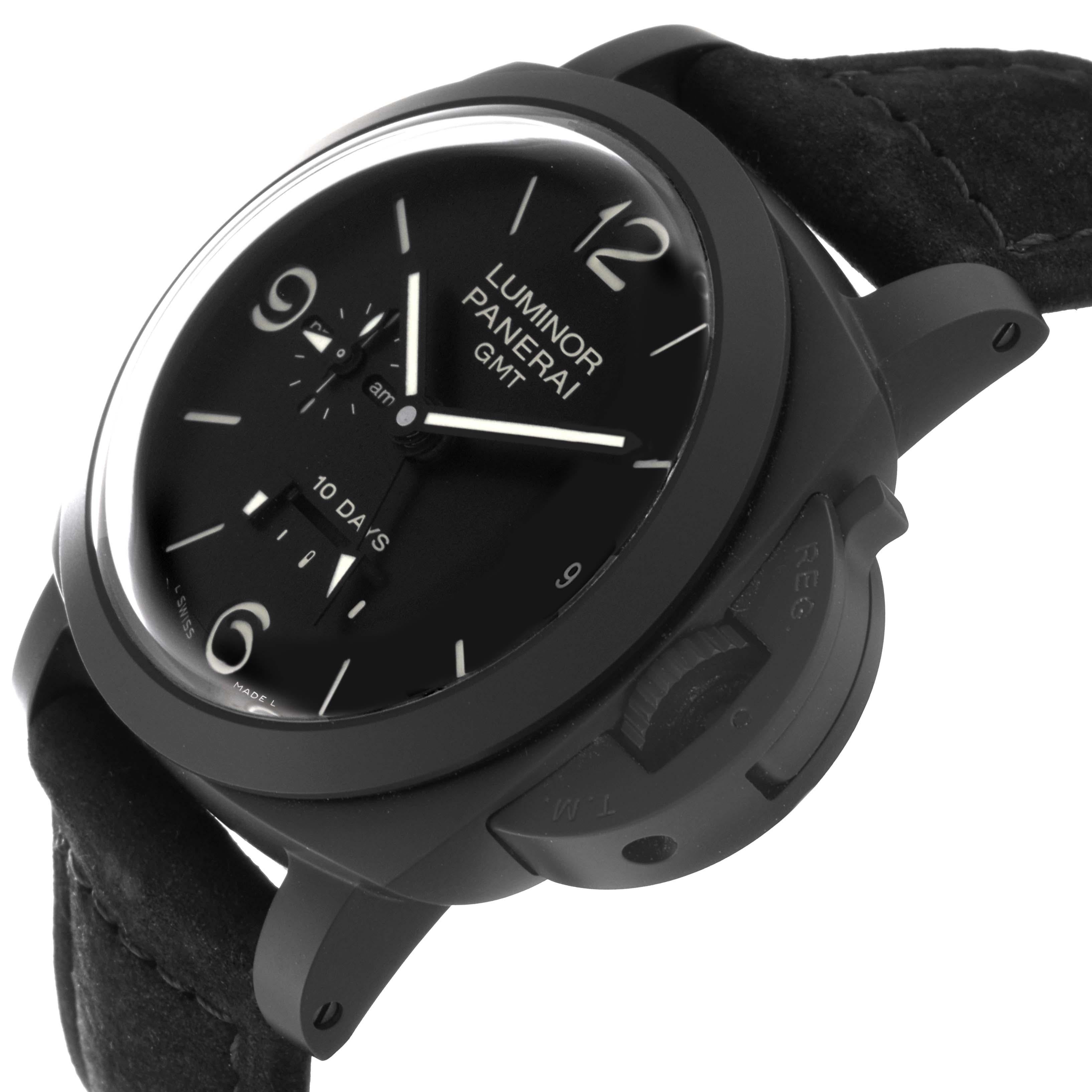 Men's Panerai Luminor 1950 10 Days GMT 24H Carbotech Mens Watch PAM00335 Box Papers For Sale