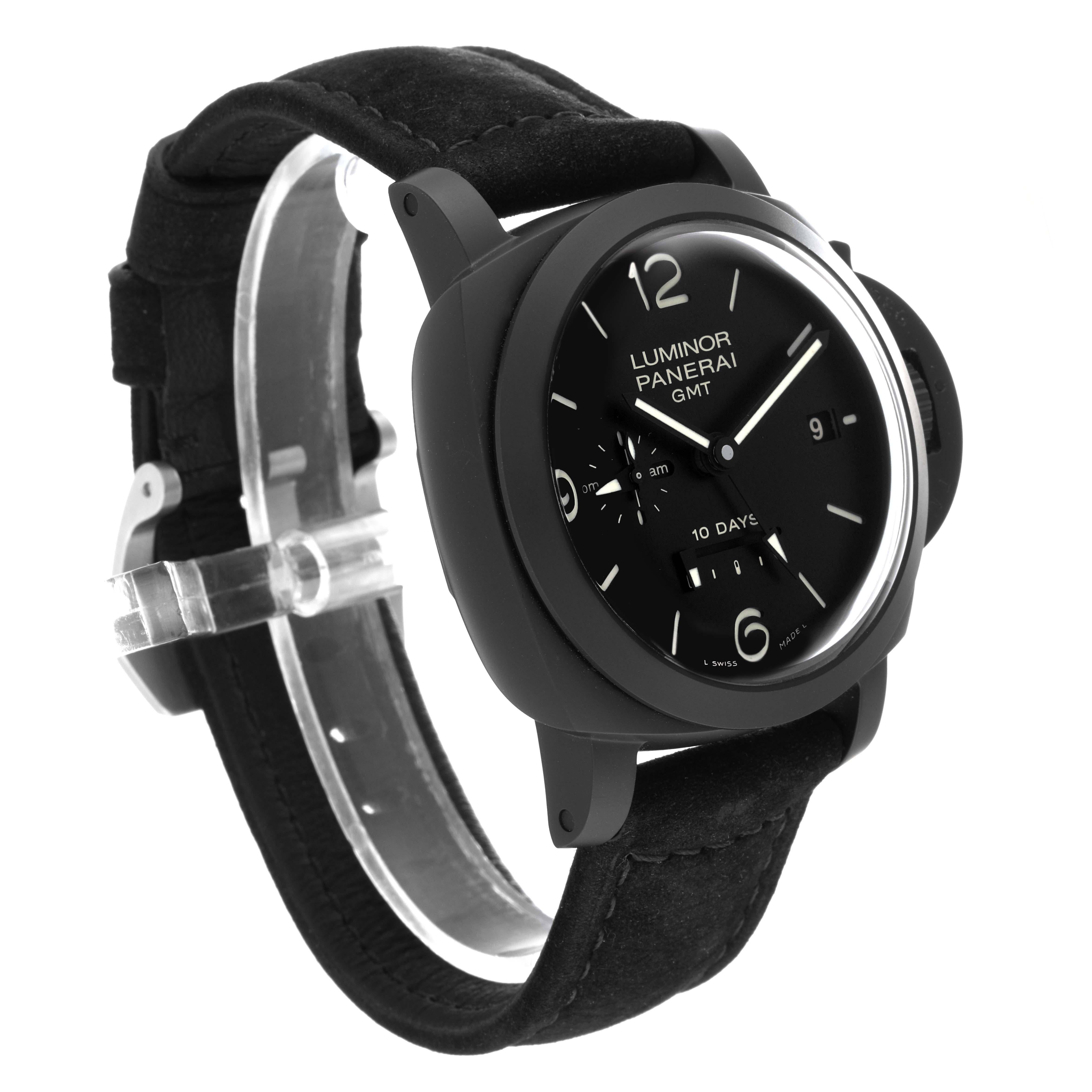 Panerai Luminor 1950 10 Days GMT 24H Carbotech Mens Watch PAM00335 Box Papers For Sale 3
