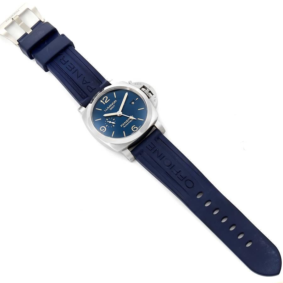 Panerai Luminor 1950 3 Days GMT Blue Dial Watch PAM01033 Box Papers 1