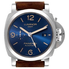 Panerai Luminor 1950 3 Days GMT Blue Dial Watch PAM01033 Box Papers