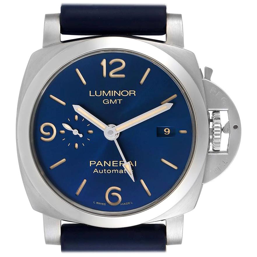 Panerai Luminor 1950 3 Days GMT Blue Dial Watch PAM01033 Box Papers For Sale