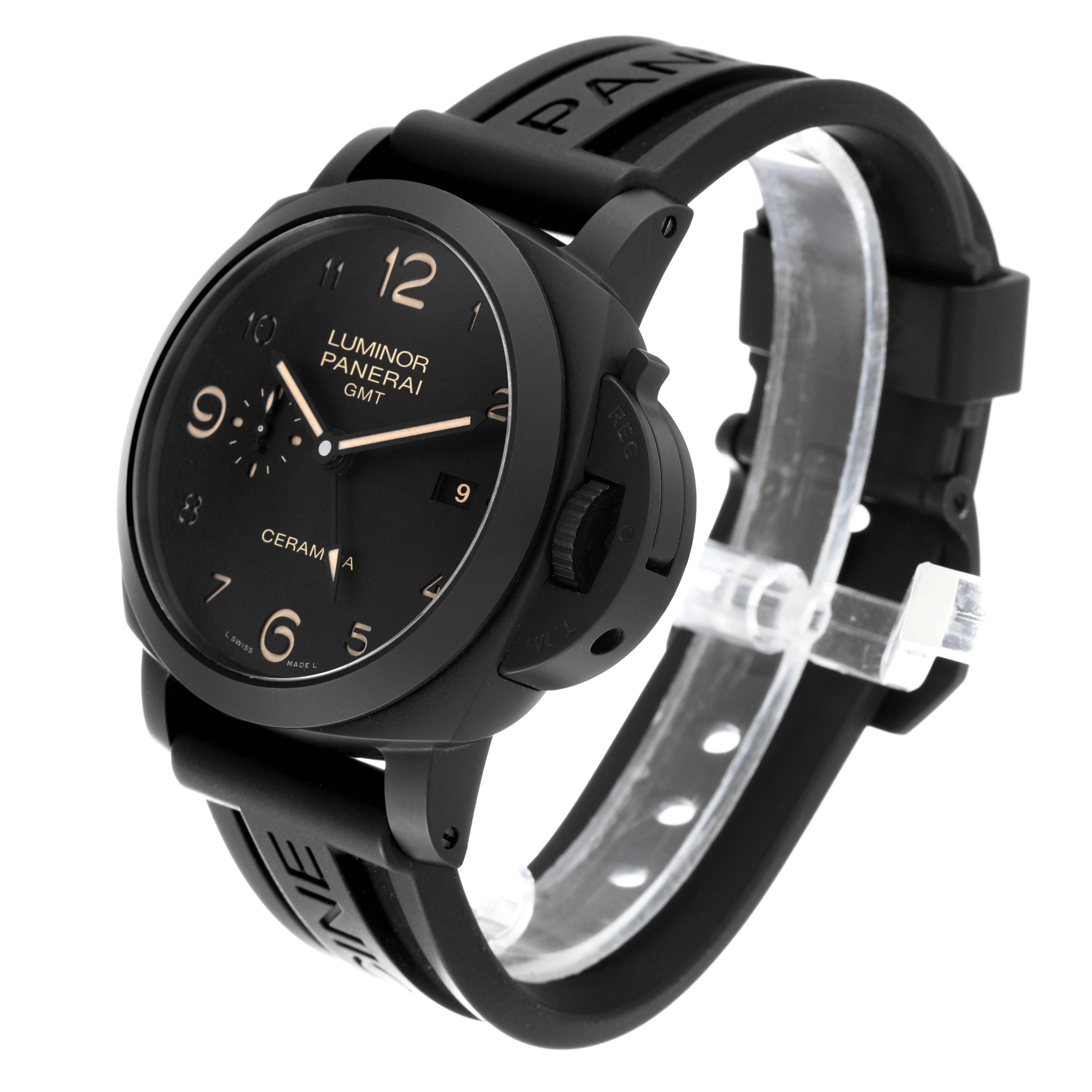 Panerai Luminor 1950 3 Days GMT Ceramic Limited Edition Mens Watch PAM00441 In Excellent Condition For Sale In Atlanta, GA