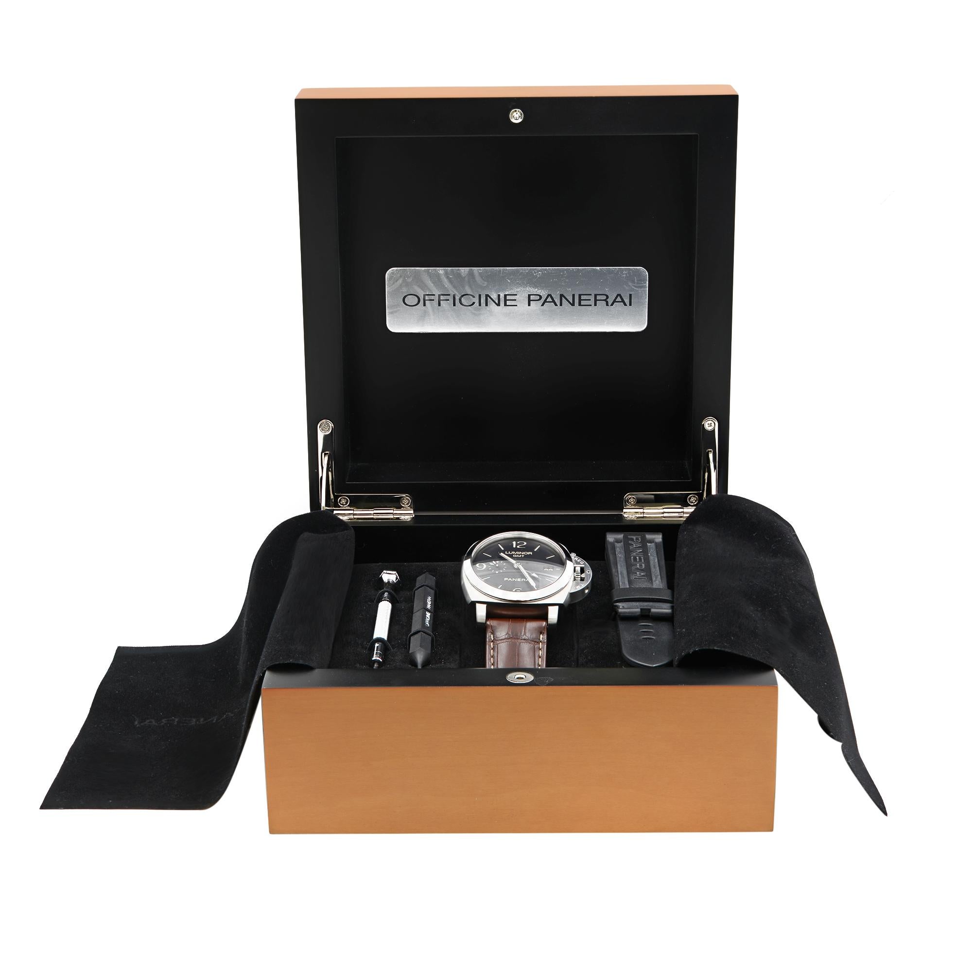 Men's Panerai Luminor 1950 3-Days GMT Steel Black Dial Automatic Mens Watch PAM00320