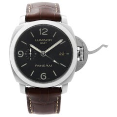 Montre pour hommes Panerai Luminor 1950 3 jours GMT en acier avec cadran noir, automatique PAM00320