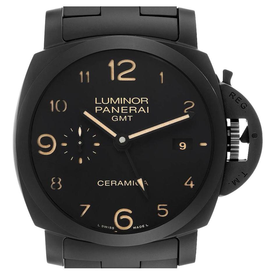 Panerai Luminor 1950 3 Days Tuttonero GMT Ceramic Mens Watch PAM00438 Box Papers For Sale