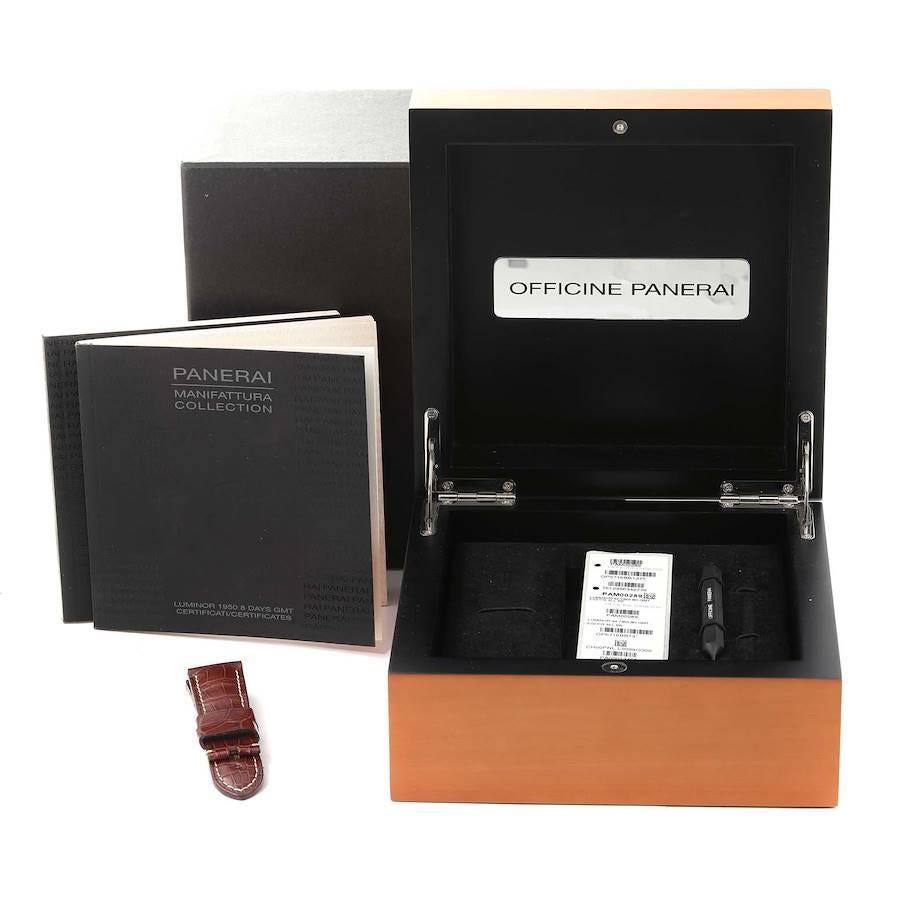 Panerai Luminor 1950 8 Tage GMT 18k Roségold Herrenuhr PAM00289 Box Papiere im Angebot 8