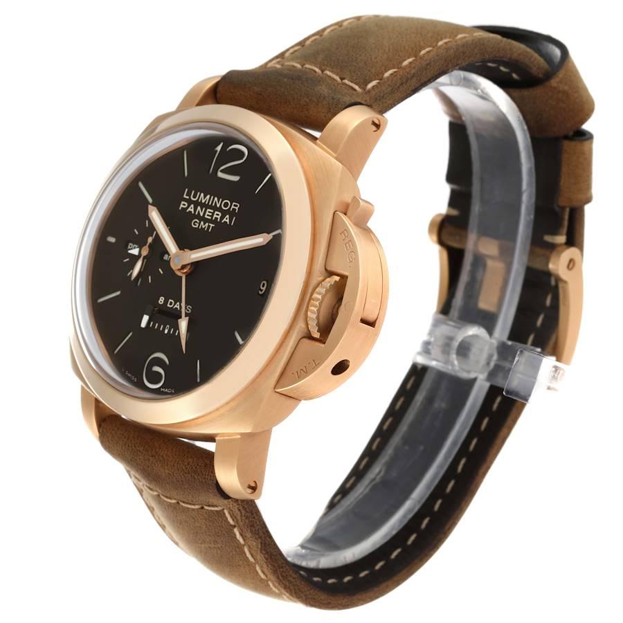 Panerai Luminor 1950 8 Tage GMT 18k Roségold Herrenuhr PAM00289 Box Papiere im Angebot 1