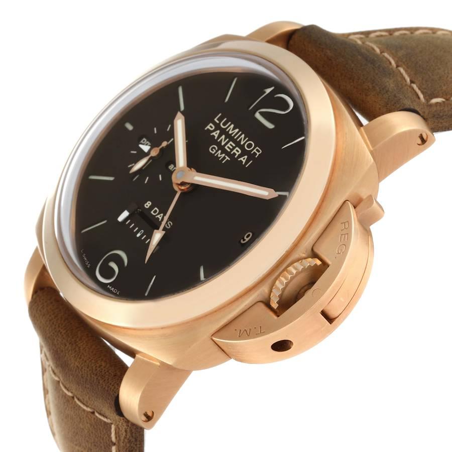 Panerai Luminor 1950 8 Tage GMT 18k Roségold Herrenuhr PAM00289 Box Papiere im Angebot 2