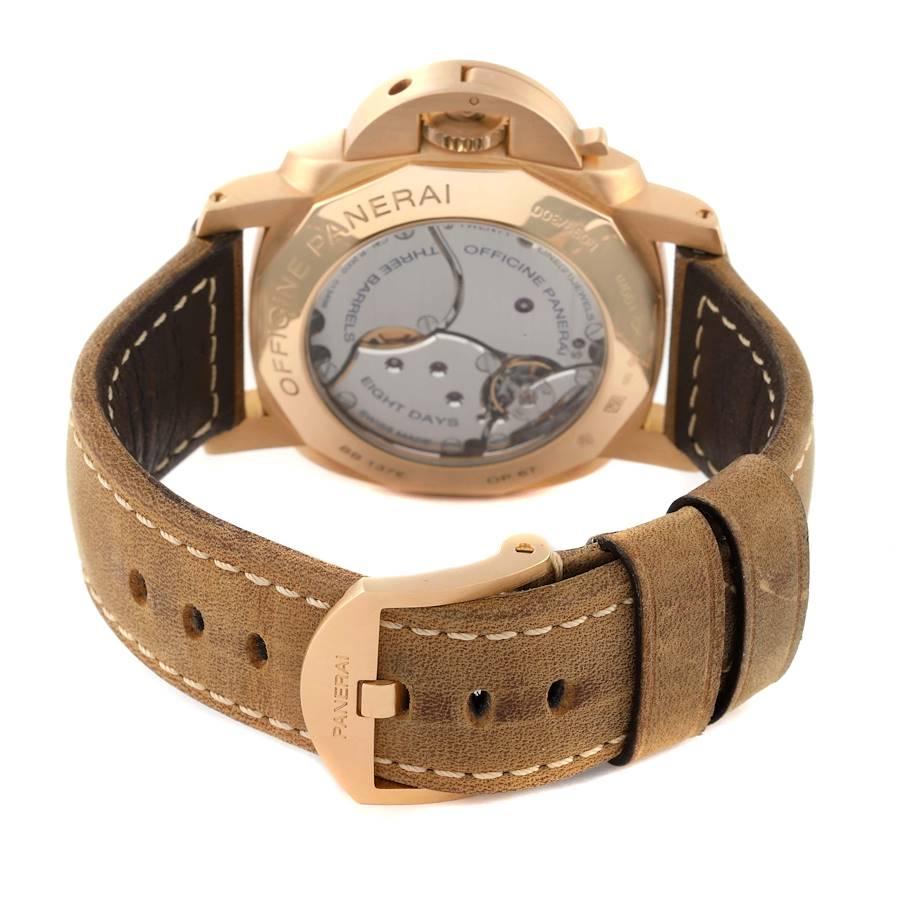 Panerai Luminor 1950 8 Tage GMT 18k Roségold Herrenuhr PAM00289 Box Papiere im Angebot 4